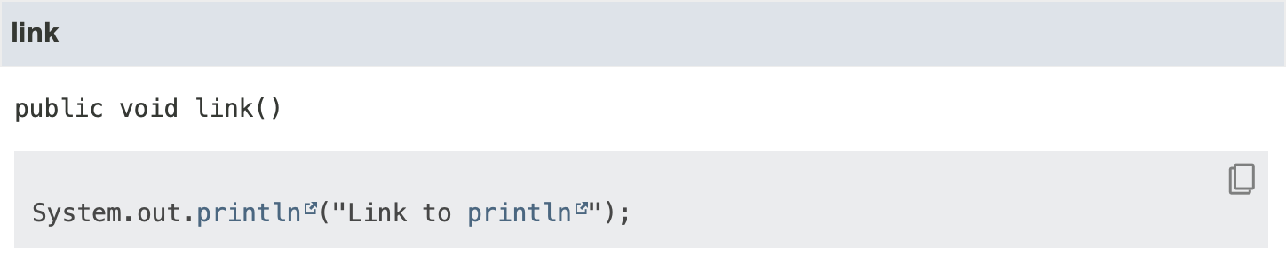 Using <code>@link</code>